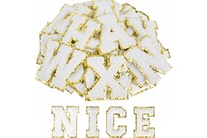 ASTARON 52 Pcs Self Adhesive Letter Patches Chenille Letters Stickers, A-Z Embroidered Applique Patches Alphabet Cloth Patch for Clothes, Bags, Hat, Phone Case, DIY Accessories (White)