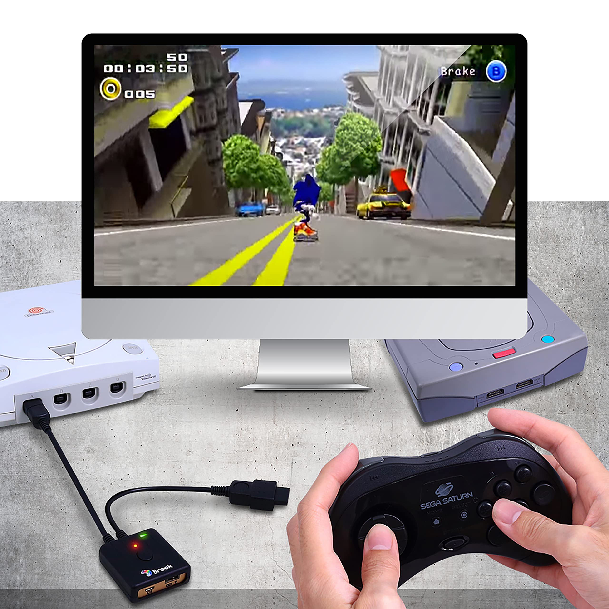 Brook Wingman SD Converter - Support XB Series X/S/One/360, PS5/PS4/PS3, Xb Elite 1/2, NS Pro Controllers on Dreamcast, Saturn Console and PC(X-Input), Retro Controller Adapter, Turbo and Remap
