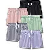 Liberty Imports 5-Pack Women's Athletic Mesh Shorts 5" Inseam, Ladies Loose Pull-On Shorts with Zipper Pockets