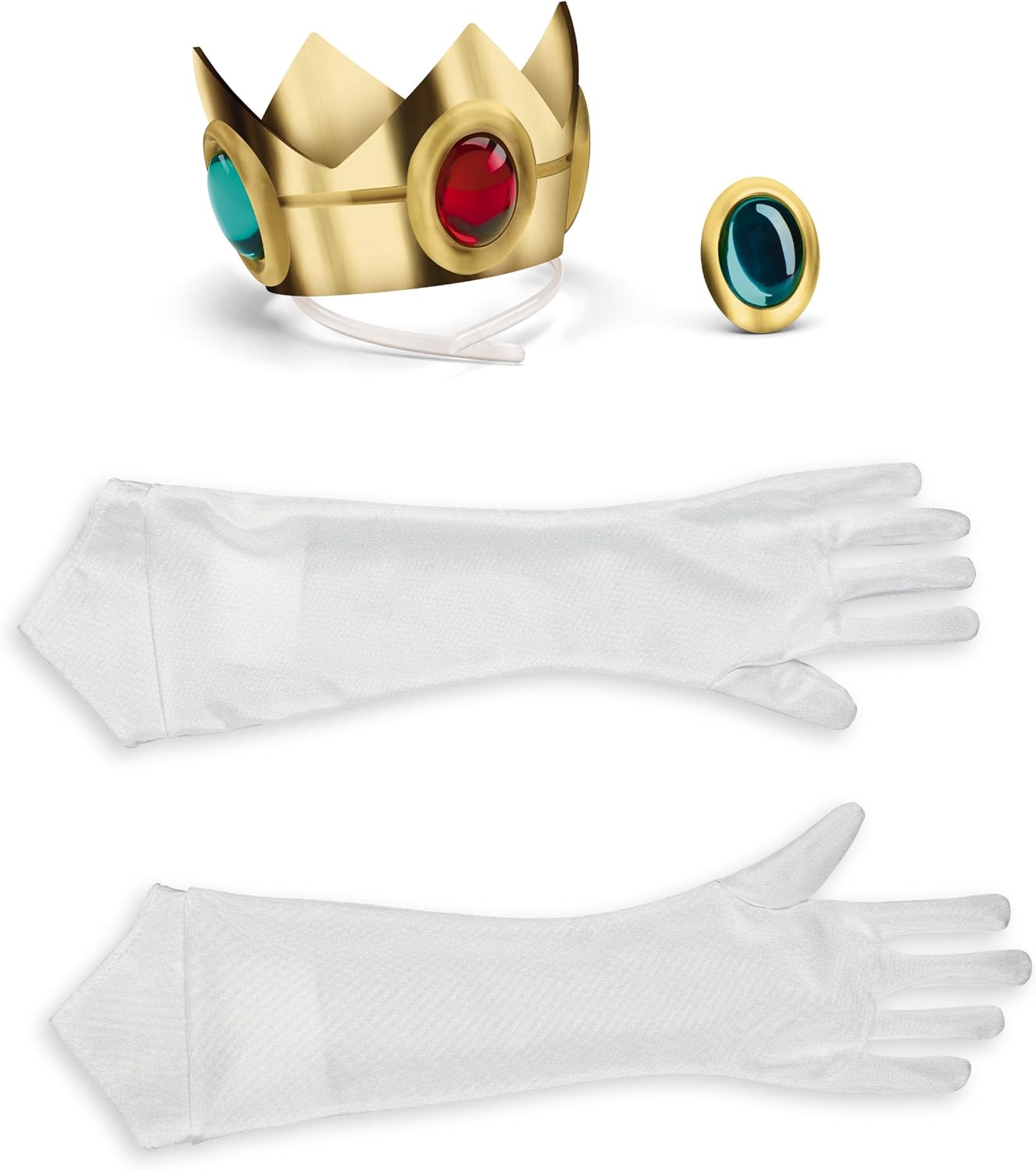 Disguise Women's Nintendo Super Mario Bros.Princess Peach Adult Costume Accessory Kit, Gold/Red/Green/White, One Size: Clothing