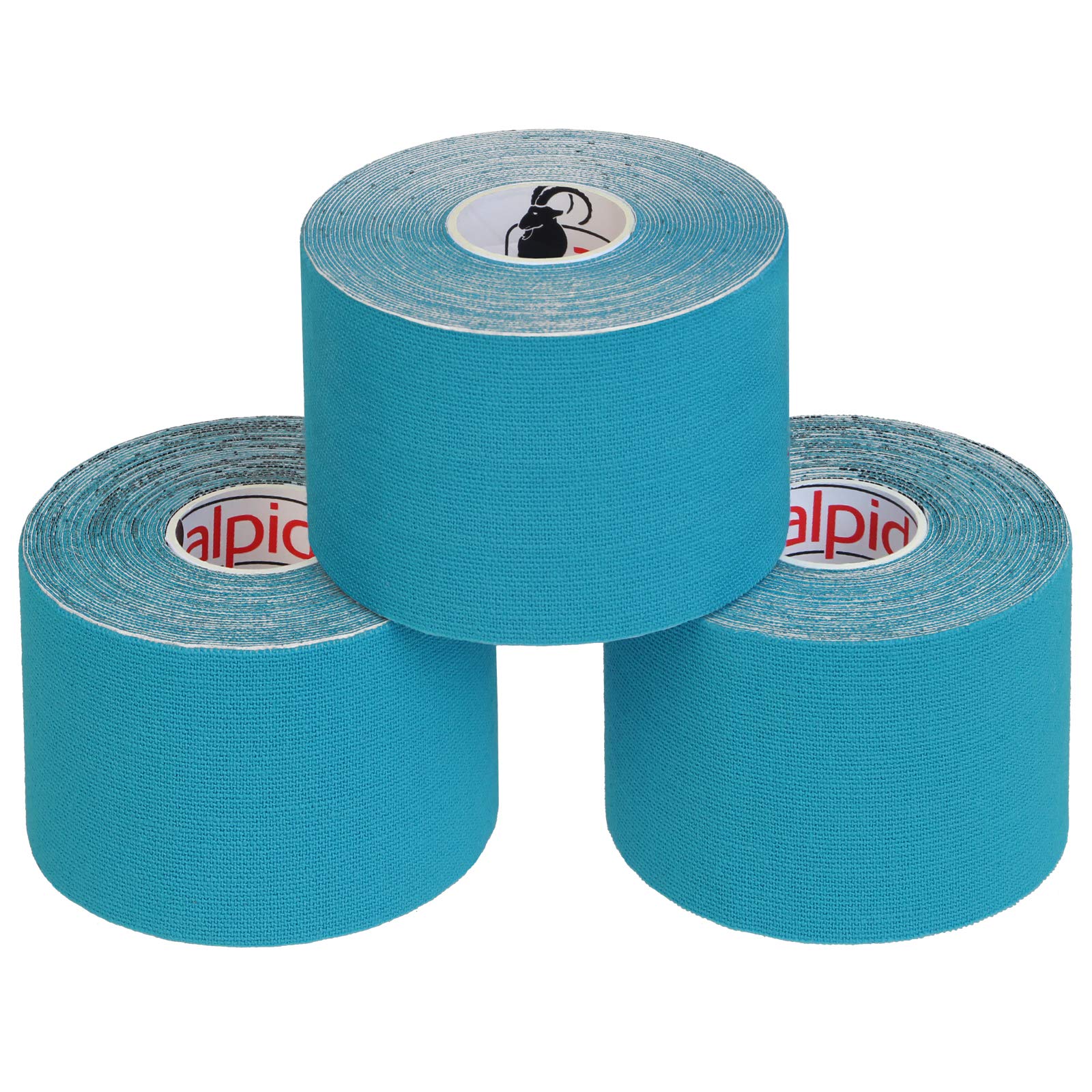 ALPIDEX Kinesiology Tape 1/3/ 6/12 Rolls Many Colors 5 m x 5 cm Application Examples E- Book Skin Friendly Muscle Support Elastic Strapping Tape, Colour:Light Blue, Quantity:3 Rolls