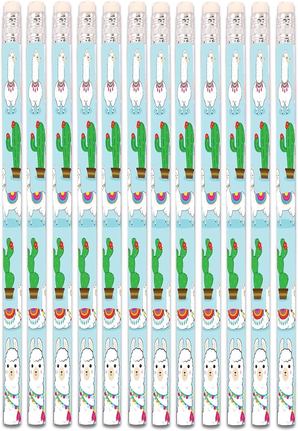 Henbrandt Children’s Llama Alpaca Pencils with Erasers Pack of 6 Kids Stationery Gift Birthday Xmas Party Favour Loot Bag Filler - Image 3