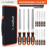 AojSup 17Pcs Metal File Set with Case Premium T12 Alloy Steel 4 Large + 12 view 3