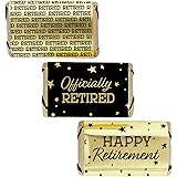 DISTINCTIVSBlack and Gold Retirement Mini Candy Bar Wrappers – 45 Stickers, Shiny Gold Foil Labels for Retirement Party Favors, Candy Buffet, and Decorations