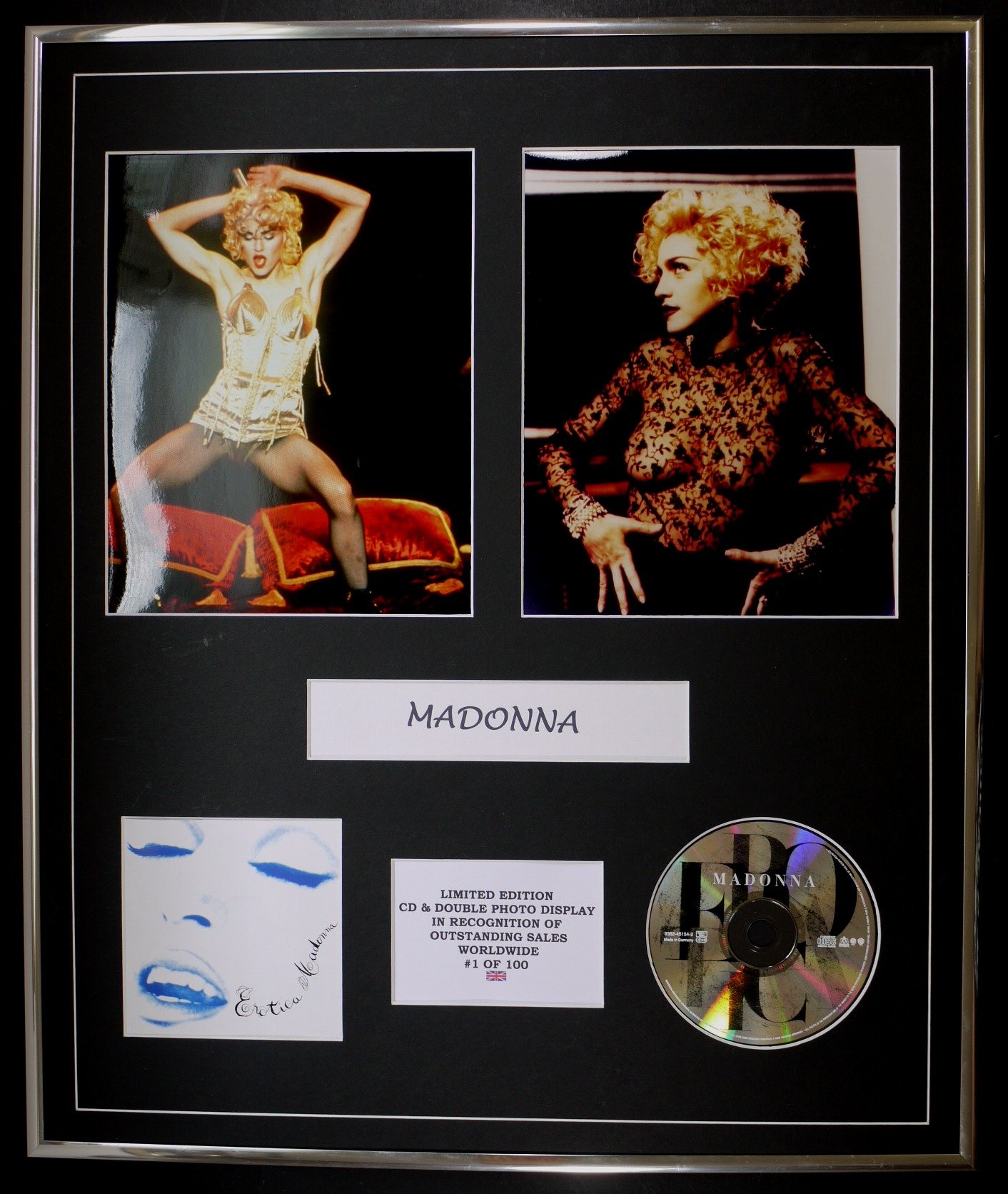 MADONNA/CD & DOUBLE PHOTO DISPLAY/LTD. EDITION/COA/EROTICA