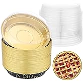 EUSOAR Disposable Ramekins, 50pcs 6 Inch Mini Pie Pans with Lids Muffins Liners Foil Baking Cups, 10oz Pans Cheesecake Container Flan Pie Tart Brownie Holders for Bakery Wedding Birthday Party