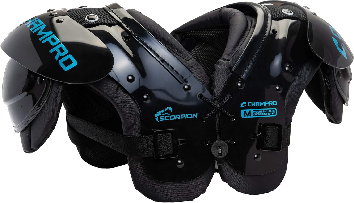 CHAMPRO Scorpion Youth Football Shoulder Pad, Black, NEON Green, 40-60 lbs : Sports & Outdoors