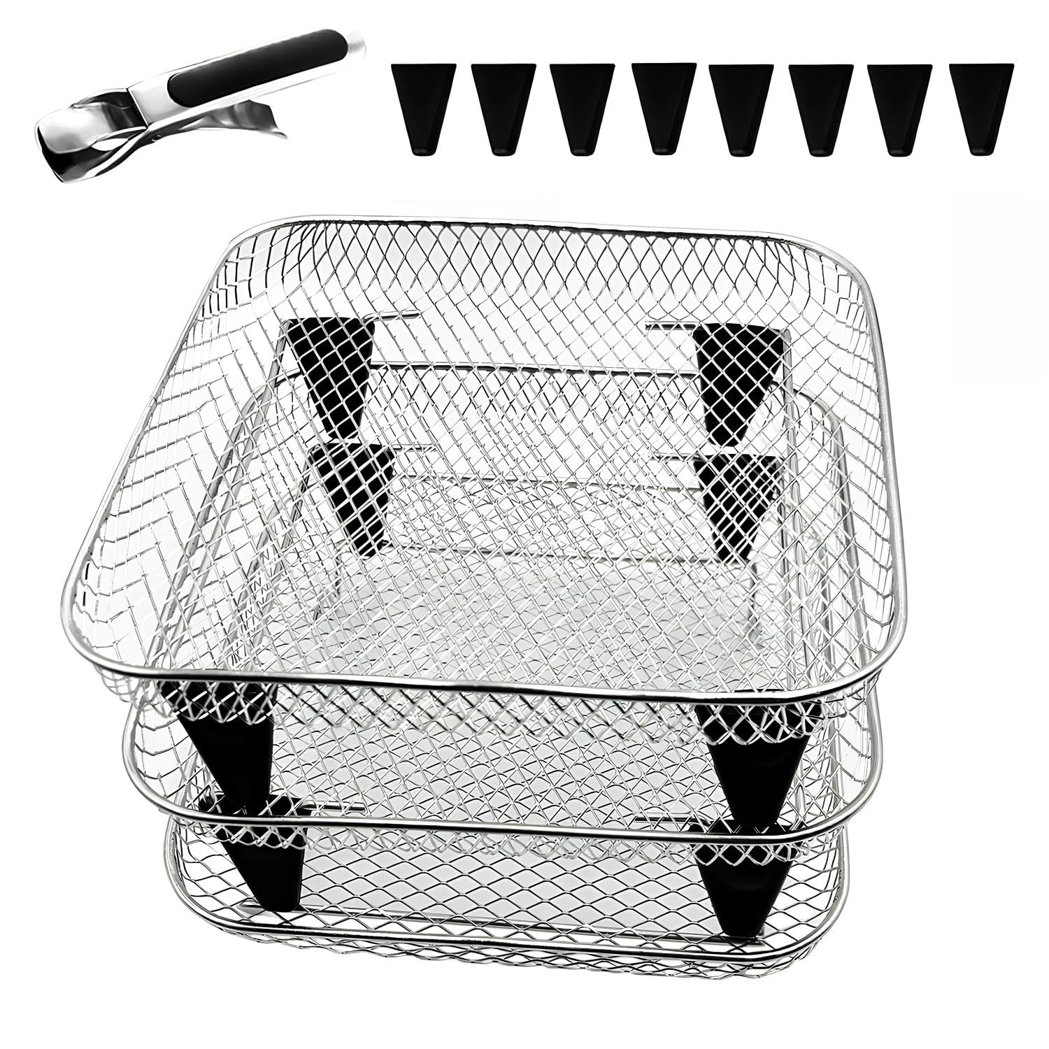 Photo 1 of Upgrade 8inch Square Air Fryer Rack,Three Stacktable Dehydrator Rack,Square Air Fryer Accessories,Only Fit for Air fryer which inner size >8.2 inch(Square)