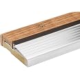 36 Inch Oak & Aluminum Adjustable Door Threshold - Brown, 3-5/8" Wide, Height Adjusts 1-1/8" To 1-1/2"
