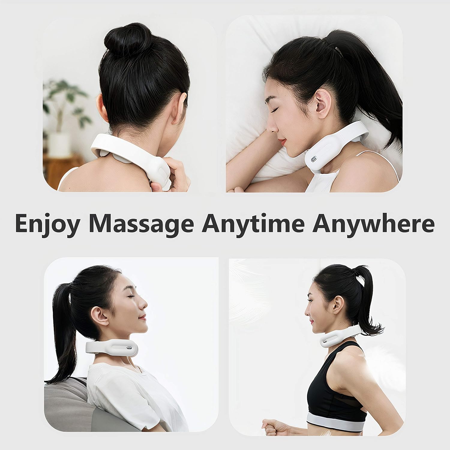 Intelligent Neck Massager with Heat - Deep Tissue Massager for Neck Pain Relief, 3 Modes 15 Speeds Ergonomic Handheld Massager, Electric Pulse Neck Massage for Women and Men (White): Health & Personal Care