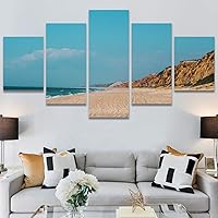 SIGNWIN 5 Panel Canvas Wall Art Aerial Beach Beach Coastal Cool Minimalism Multicolor Photography Relax/Calm for Home Decorations Ready to Hang - 60