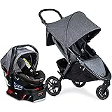 Britax B-Free Travel System with B-Safe Ultra Infant Car Seat - Birth to 65 Pounds | All Terrain Tires + Adjustable Handlebar