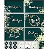 Decorably 24 Pack 6x4in Green Thank You Cards with Envelopes & Stickers, 6 Stylish Designs for Friends, Family & Loved Ones, Blank Inside - All Occasions, Holidays, Wedding, Birthday, Anniversary