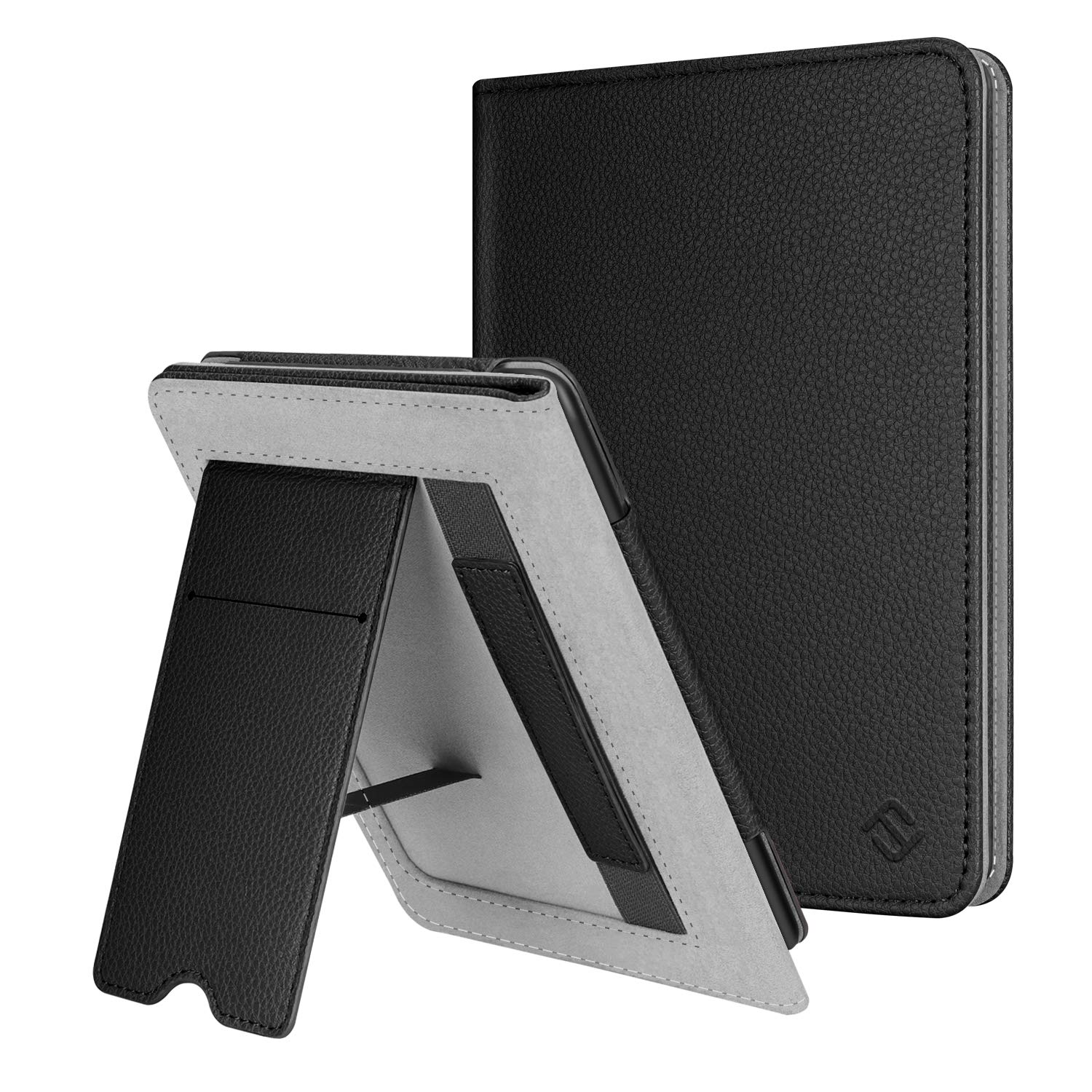 FINTIE Stand Case for 6" Kindle Paperwhite (Fits 10th Generation 2018 and All Paperwhite Generations Prior to 2018) - Premium PU Leather Sleeve Cover with Card Slot and Hand Strap, Black
