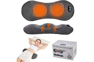 3-in-1 Triple Fusion Back Massager, Electric Lumbar Support Pillow with Smart Air Lift Traction, Heat & Vibration Massage for