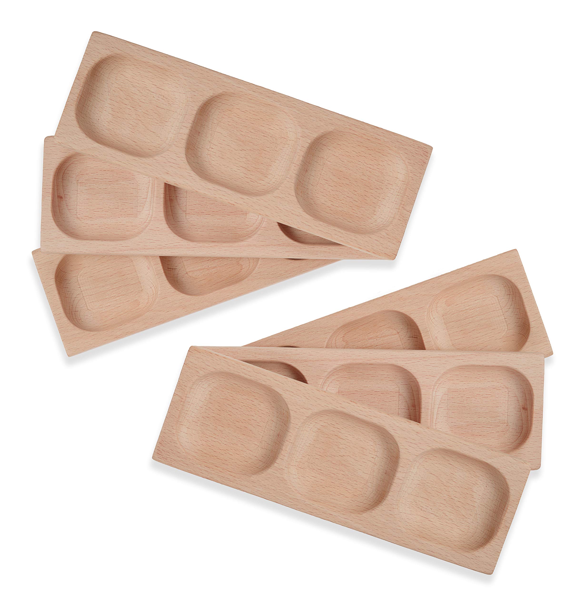 Yellow Door 3-Pebble Word-Building Tray | Set of Six three section wooden trays to create CVC words | ABC Spelling | Educational Toy for kids age 2 3 4 5 | literacy | phonics blend and segment