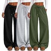 LessonZoo 3 Pack Girls Wide Leg Sweatpants Teens Baggy Pants | Kids Drawstring Sweat Pants 5-14Y, Athletic Joggers with Pockets, Girl Clothes, Casual, Back to School Clothes, Daily Wear