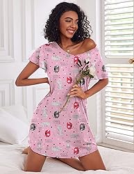 Ekouaer 2 Pack Nightgowns for Women Flare Short