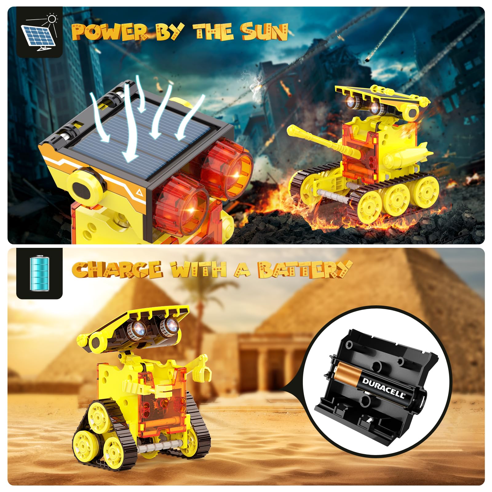 30-in-1 STEM Solar Robot Kit Toys, 243 Pieces Educational Building Science Experiment Kit for Kids Aged 8-12, Birthday Gifts Kids Aged 8 9 10 11 12 13 Years Old(Yellow)