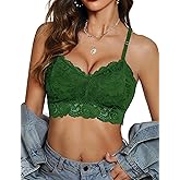 Avidlove Lace Bralettes for Women Padded Bralette Camisole Racerback Crop Top Floral Lace Bralettes V Neck