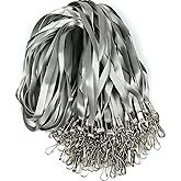 Beebel Grey Lanyard Bulk Lanyards for Id Badges Flat Lanyard with Badge Clip Swivel Hook 100 Pack