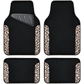 CAR PASS Bling Diamond Car Floor Mats, Shining Rhinestone Carpet Sparkly Glitter Crystal with Anti-Slip PVC Heel Pad Waterproof Universal Fit Automotive SUV,Sedan,Van,Cute Girl Women,4pcs Gold Leopard