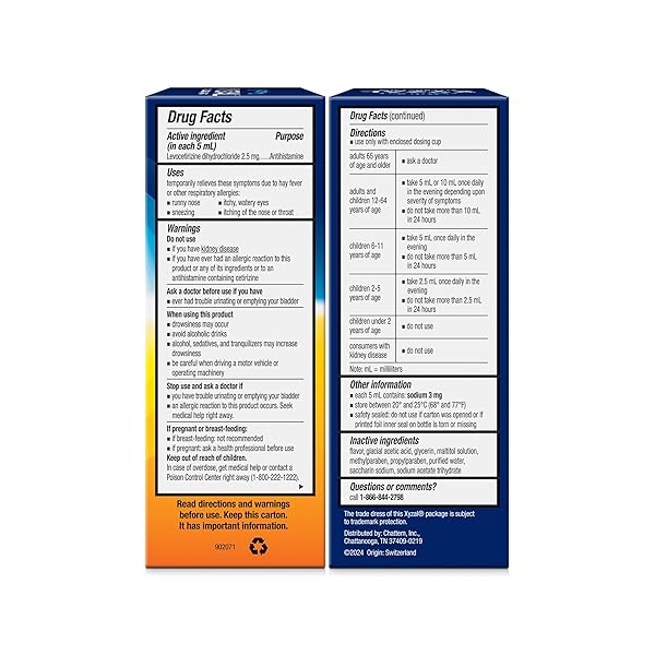 XYZAL CHILDREN’S 24 HOUR ALLERGY RELIEF MEDICINE FOR KIDS, LEVOCETIRIZINE DIHYDROCHLORIDE LIQUID ANTIHISTAMINE, BUBBLE GUM, 5 FL. OZ.