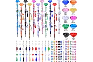 AIPRIDY DIY Fairy Wand Garden Stakes Kit, Crystal Beaded Decorative Wands Set, Outdoor Garden Decoration with Assembly Guide (Diamond Top 423 Pcs)