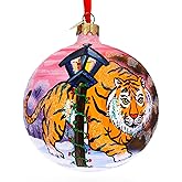 Tiger in The Snow Glass Ball Christmas Ornament 4 Inches