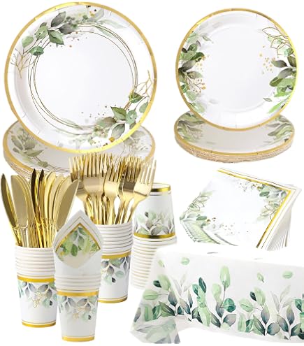 141Pcs Floral Party Supplies Set - Plates, Cups, Napkins, Cutlery For 20 Guests, Wedding & Birthday Decor-705436