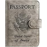 Passport Holder Cover Wallet RFID Blocking Leather Card Case Travel Accessories for Women Men (Grey)
