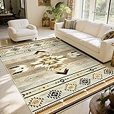 B BENRON Western Rugs for Living Room 5x7, Non Slip Area Rugs for Bedroom Dining Table, Soft Throw Rug Washable, Beige, Brown, Geometric