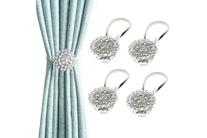 DIDIDA 4 Packs Curtain Magnetic Buckle Spring Window Decoration Curtain Tie Rope for Home Office Decoration (White)