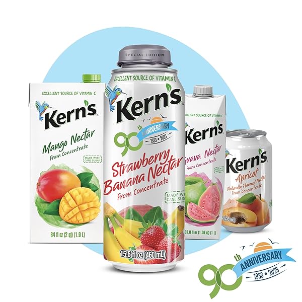 KERN’S TROPICAL FRUIT NECTAR JUICE VARIETY PACK – MANGO NECTAR & PEACH JUICE – MADE FROM FRUIT PUREE FOR SMOOTHIE MIX, COCKTAIL MIXERS & KIDS DRINKS – 11.5OZ, 12 PACK CANNED DRINKS