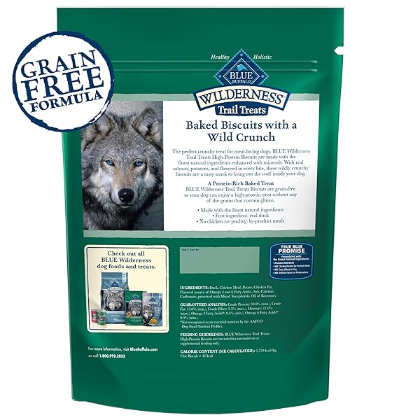 BLUE BUFFALO WILDERNESS TRAIL TREATS HIGH PROTEIN GRAIN FREE DOG BISCUITS CRUNCHY DOG TREATS, DUCK RECIPE, 24-OZ BAG