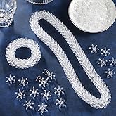 Ferreve 320 Pcs Sunburst Beads 25 mm Snowflake Beads Winter Clear Crafts Faceted Plastic Crystal Transparent Designs Table Scatters Winter Crafts for Wristband Necklace Jewelry Making