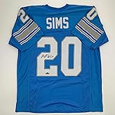 Facsimile Autographed Billy Sims Detroit Blue Reprint Laser Auto Football Jersey Size Men's XL
