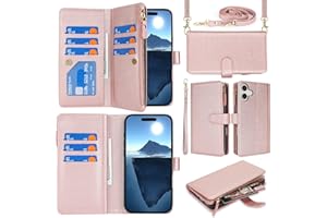 Jaorty Fit for iPhone 16 5G Phone Case Wallet for Women with Strap,Crossbody Shoulder Lanyard Wallet Case for iPhone 16 with 