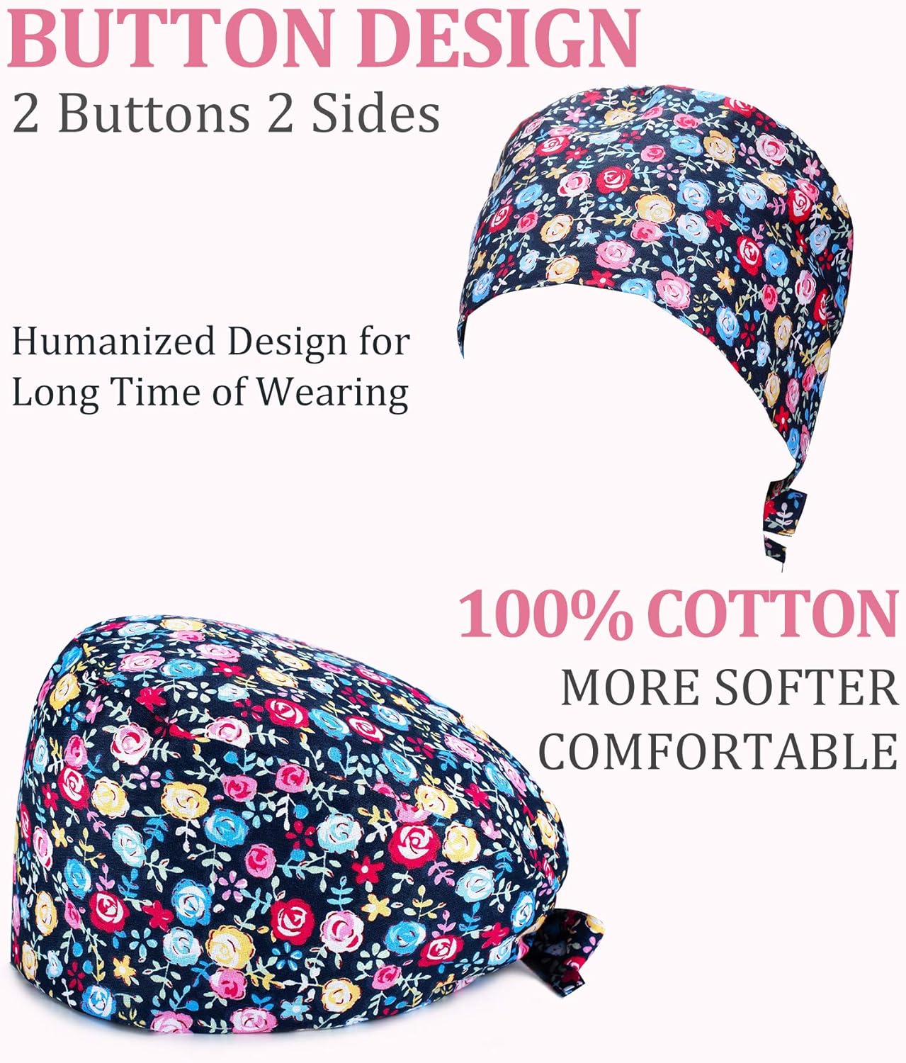 8 Pieces Working Caps with Button Tie Back Hats with Sweatband for Women Men (Animal Style): Clothing