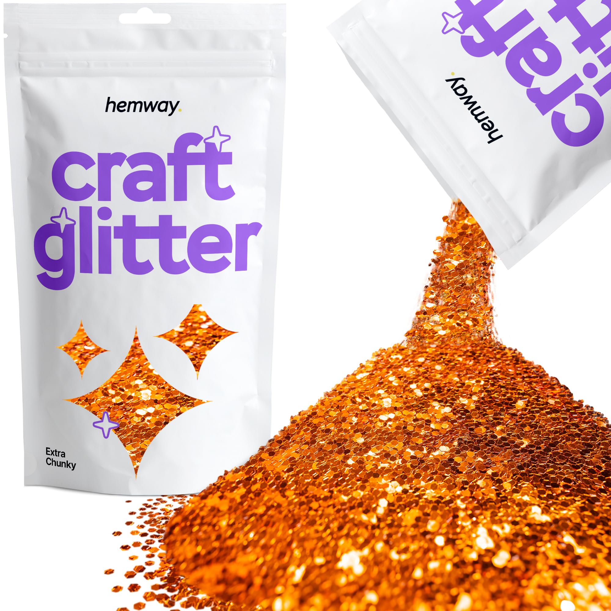 Hemway Craft Glitter Copper 100g Extra Chunky Glitter for Crafts, Resin, Cosmetic, Nail, Face, Body, Festival, Tumblers, Art, Candle, Crafting