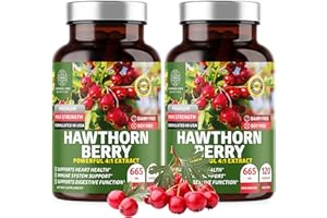 NUMBER ONE NUTRITION 2-Pack N1N Premium Hawthorn Berry Capsules [Max Strength, 2660mg] All Natural Hawthorn Extract Supplement for Heart Health Support and Immunity, 240 Caps
