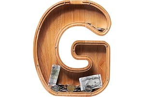 Sulevalt 12" Extra Large Wooden Letter Piggy Banks - Piggy Banks for Boys Girls Kids, Alphabet Money Banks with Initial G - Coin Banknote Bank Birthday/Christmas for Kids
