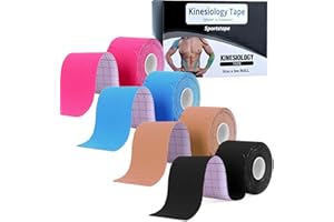 Kinesiology Tape Precut (4 Rolls, 80 Precut Strips) Lychee Elastic Therapeutic Sports Tape Hypoallergenic Breathable-Muscle W