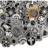 LKLDM 10PCs Mixed Style Rhinestones Snaps Jewelry Charms Buttons 18/20mm for Interchangeable Snaps Jewelry Making Women DIY Button Bracelets Necklaces Rings Brooch Accessories (Black)