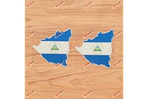 Nicaragua Map Flag Nicaraguan Central America Silhouette Outline Decal Sticker Vinyl - 2 Pack Reflective, 4 Inches - No Background for Car Boat Laptop