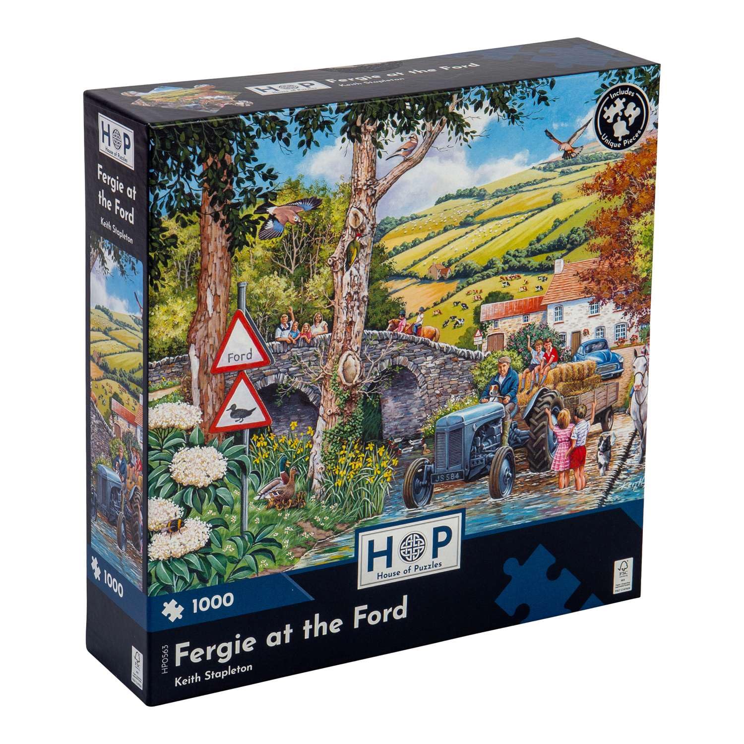 The House of Puzzles - Fergie At The Ford Jigsaw - 1000 Piece Jigsaws For Adults, Artist Illustrated, Scenic Landscape, Deluxe Puzzle Gifts