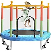 Toddler Trampoline for Kids Ages 1-8, 55'' Small Trampoline with Safety Enclosure Net, Indoor & Outdoor Baby Mini Trampolines, No-Gap Safe Design for Toddlers Jump, Gifts for Children & Boys & Girls