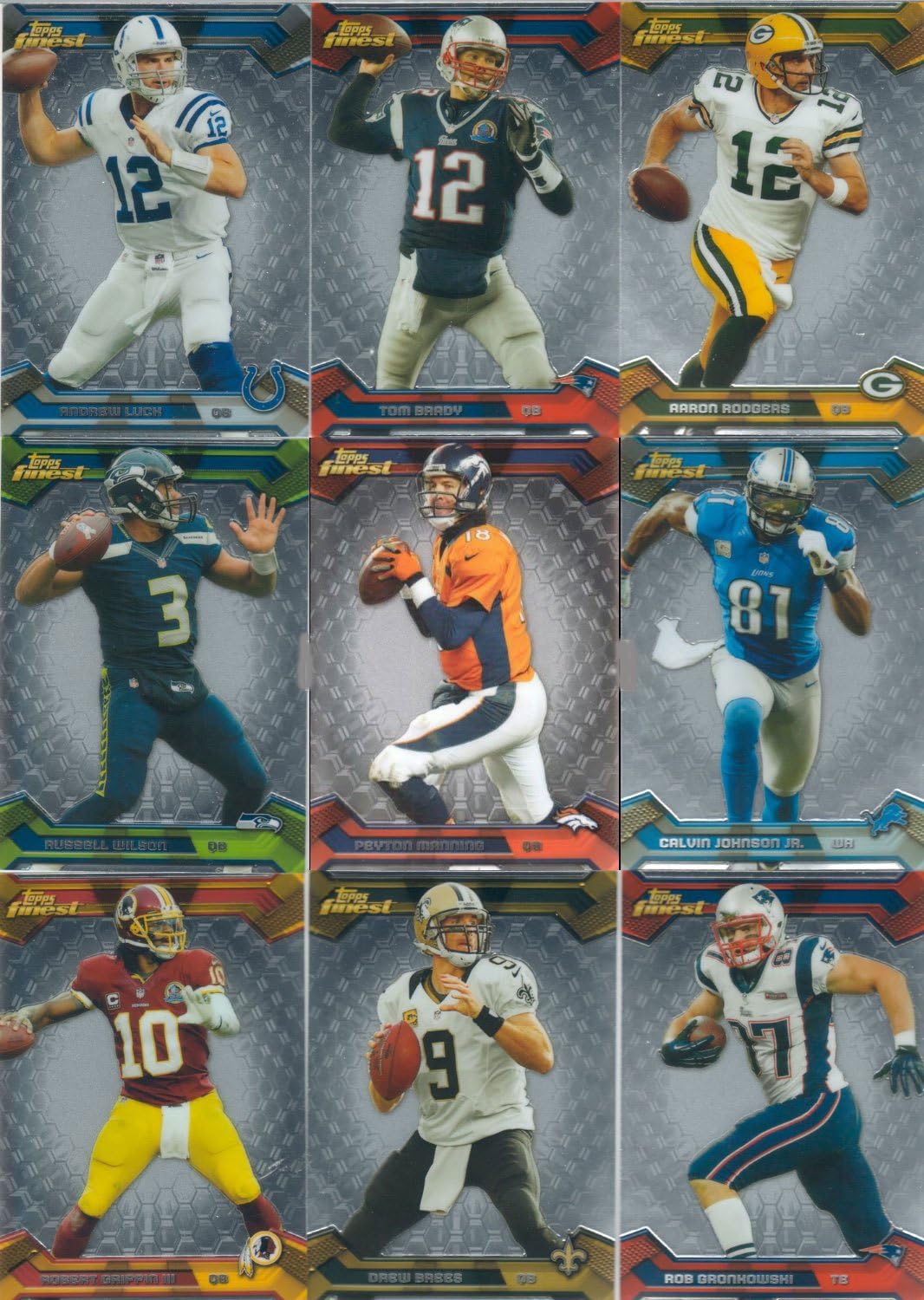 2013 Topps Finest NFL Football Series 100 Card Veteran Players Set Including Tom Brady, Peyton Manning, Adrian Peterson, Andrew Luck and More
