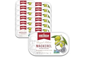 King Oscar Mackerel in Olive Oil, 4.05 Ounce Can (Pack of 12, Packaging May Vary), Skinless & Boneless, Wild Caught Canned Mackerel