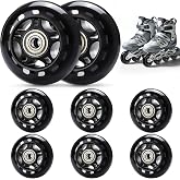 TOBWOLF Inline Skate Wheels, 8 Pack 70MM 82A Replacement Wheels, Black | ABEC-7 Bearings for Smooth Rolling | Fits Roller Blades &amp; Skates | Easy Wheel Replacement for Skating | For Indoor/Outdoor